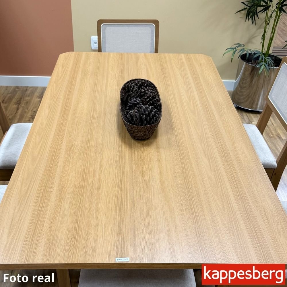 Mesa de Jantar BA65 Tampo MDF Madeirado 120X80 + 4 Cad. Gardeni Cinamomo - Kappesberg - Imagem 3