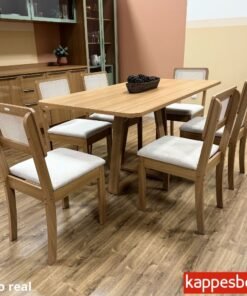 Mesa de Jantar BA68 Tampo MDF Madeirado 160X80 + 6 Cad. Gardeni Cinamomo - Kappesberg - Imagem 3