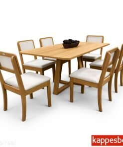 Mesa de Jantar BA68 Tampo MDF Madeirado 160X80 + 6 Cad. Gardeni Cinamomo - Kappesberg