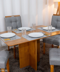 Mesa de Jantar Salina 120x80 Londres Cinamomo Cel + 4 Cad. Londres Linho Cinza Madeira Minas Plac - Entregue Montada - Imagem 3