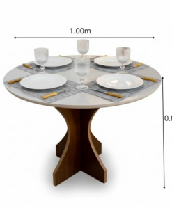 Mesa de Jantar Siena Redonda 100cm Vidro Off/Base Cinamomo - Minas Plac - Imagem 2