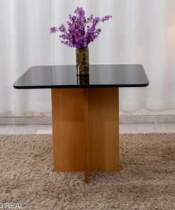 Mesa de Jantar Moscou 90x90 Vidro Preto/Base Cinamomo - Minas Plac - Imagem 2