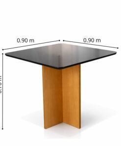 Mesa de Jantar Moscou 90x90 Vidro Preto/Base Cinamomo - Minas Plac - Imagem 3