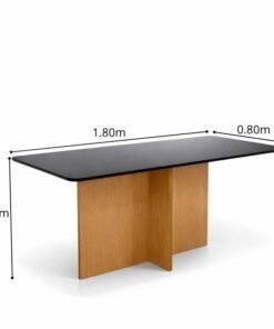 Alternative view of Mesa de Jantar Moscou 160x80 Vidro Preto/Base Cinamomo - Minas Plac