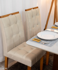 Mesa de Jantar Moscou 120x80 Cinamomo/Vidro Off + 4 Cad. Londres Veludo Avelã Madeira Maciça Minas Plac - Entregue Montada - Imagem 3