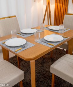 Alternative view of Mesa de Jantar Londrina 120x80 Cinamomo Rufato + 4 Cad. Isabela Linho Bege 01 Madeira - KM Decor