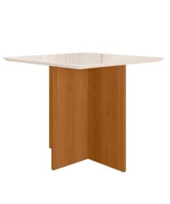 Mesa de Jantar Helo 90×90 Vidro Off/Base Freijó - Poliman
