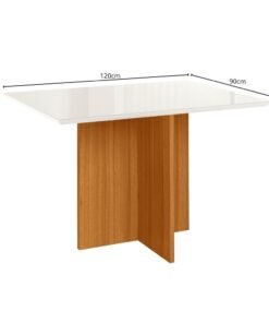 Mesa de Jantar Helo 120×90 Vidro Off/Base Freijó - Poliman - Imagem 3