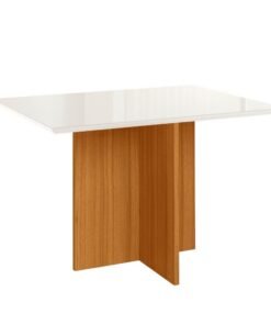 Mesa de Jantar Helo 120×90 Vidro Off/Base Freijó - Poliman