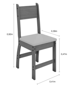 Mesa de Jantar Milano 108×68 Amêndoa Tampo Off 4 Cadeiras Assento Savana em Courvin - Poliman - Imagem 3