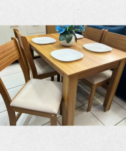 Alternative view of Mesa de Jantar Perla 110×75 Mel + 4 Cad. Brisa Linho Assento Bronze - Viero