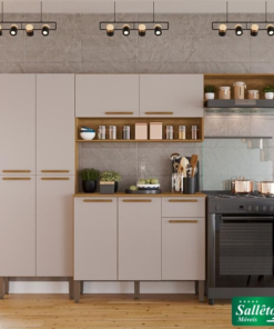Cozinha Completa Madri Balcão + Paneleiro e Aéreo Cinamomo/Off - Sallêto