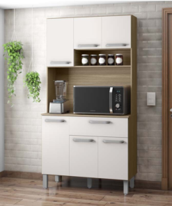 Kit Cozinha Sofia Carvalho/Oak/Off White Larg. 0.91m Poliman
