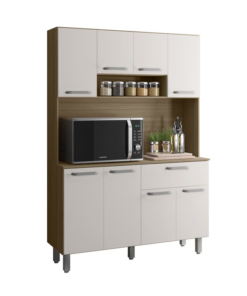 Kit Cozinha Nice Carvalho/Oak/Off White Larg. 1.20m Poliman - Imagem 3