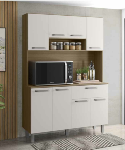 Kit Cozinha Nice Carvalho/Oak/Off White Larg. 1.20m Poliman