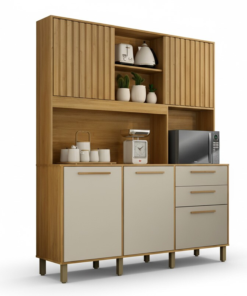 Armário Cozinha Diamante Larg. 1.63m Cinamomo/Off 5 Portas 2 Gavetas - Valdemoveis