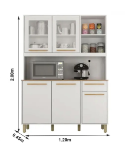 Armário Cozinha Rubi Branco 5 Portas 1 Gaveta Larg. 1.20 m - Valdemoveis - Imagem 3