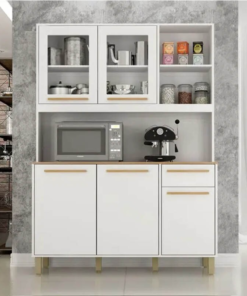 Armário Cozinha Rubi Branco 5 Portas 1 Gaveta Larg. 1.20 m - Valdemoveis