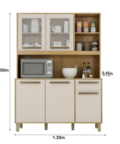 Armário de Cozinha Rubi Cinamomo/Off Larg.1.20m - Valdemoveis - Imagem 3