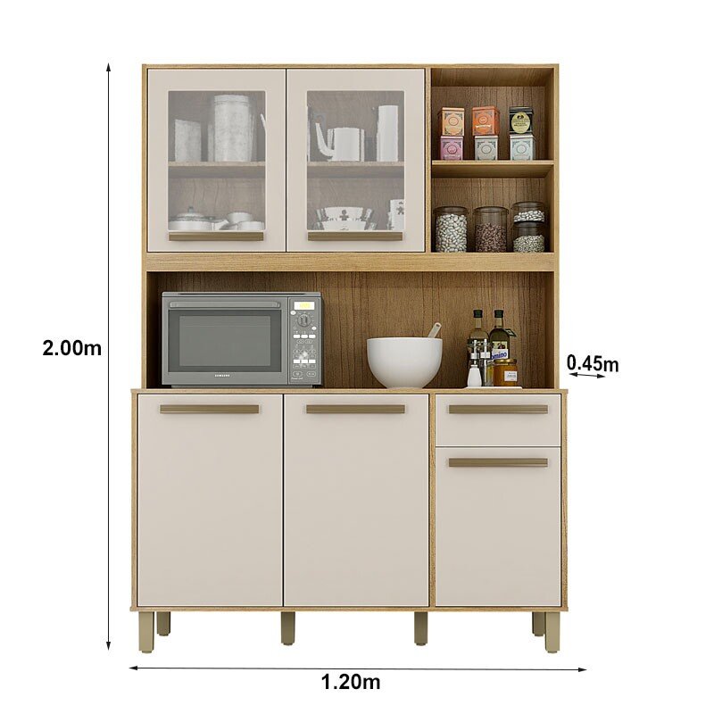 Armário de Cozinha Rubi Cinamomo/Off Larg.1.20m - Valdemoveis - Imagem 3
