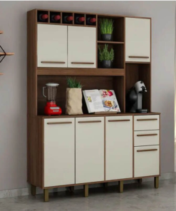 Armário de Cozinha Granada Chocolate/Off White Larg. 1.46m Valdemoveis