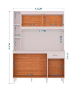 Kit Duda 5 Portas 1 Gaveta Branco Larg. 1.40m Poquema - Imagem 2