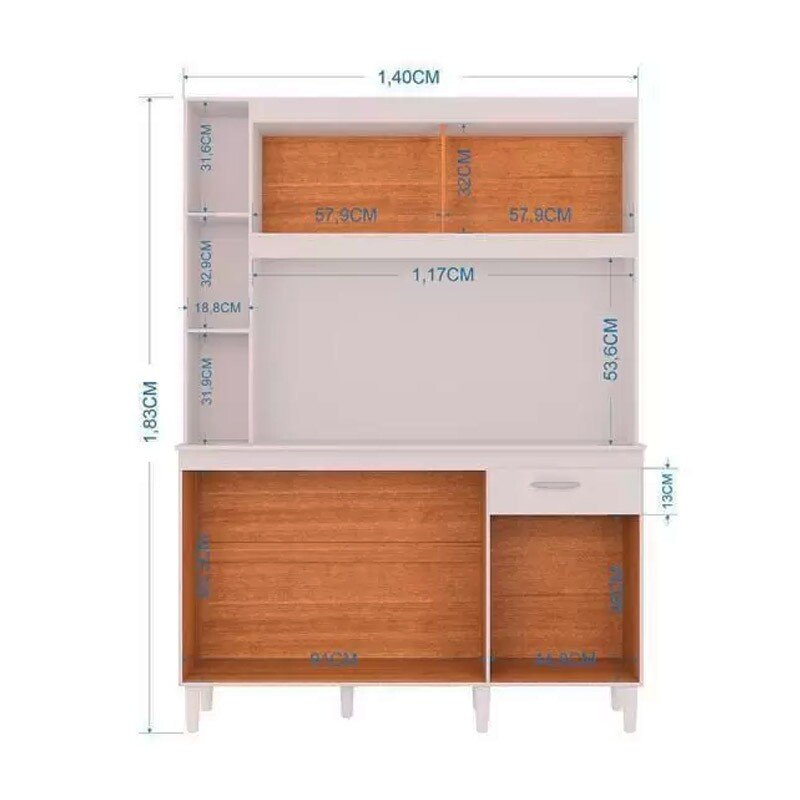Kit Duda 5 Portas 1 Gaveta Branco Larg. 1.40m Poquema - Imagem 2