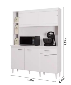 Kit Duda 5 Portas 1 Gaveta Branco Larg. 1.40m Poquema - Imagem 3