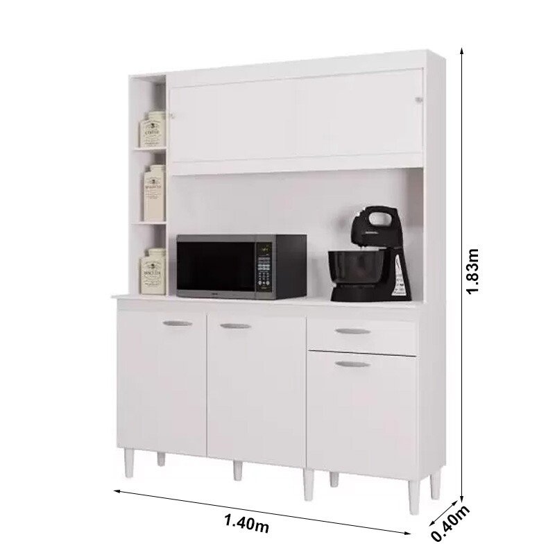 Kit Duda 5 Portas 1 Gaveta Branco Larg. 1.40m Poquema - Imagem 3