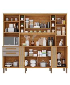 Armário Cozinha Acácia Larg. 2.18m Cinamomo/Off 8 Portas 2 Gavetas - Sallêto - Imagem 2