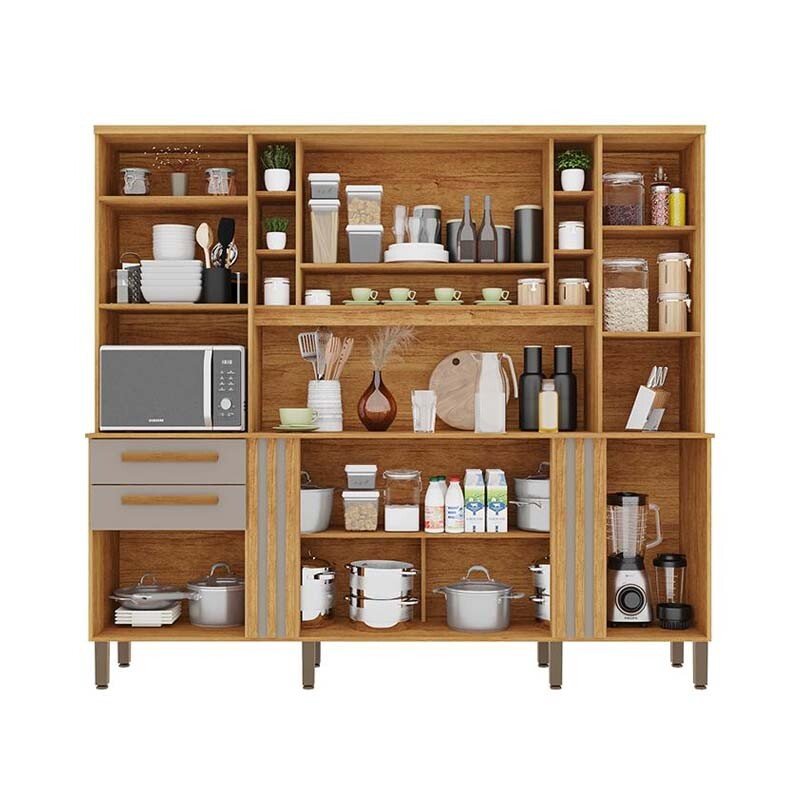 Armário Cozinha Acácia Larg. 2.18m Cinamomo/Off 8 Portas 2 Gavetas - Sallêto - Imagem 2