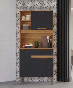 Kit Cozinha Lia Cinamomo/Preto Larg. 0.83m Sallêto