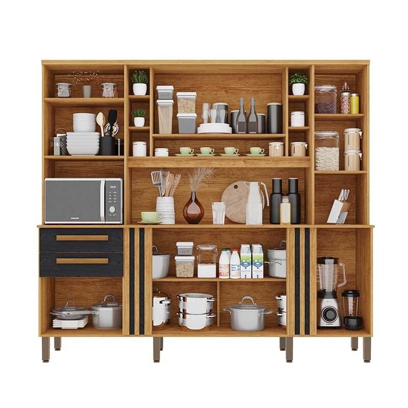 Armário de Cozinha Acácia larg. 2.18m Cinamomo/Preto Sallêto - Imagem 2
