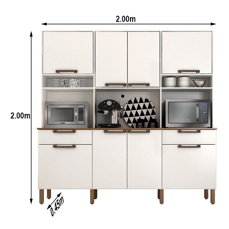 Armário Cozinha Imola Branco 8 Portas 2 Gavetas Larg. 2.00m Sallêto - Imagem 3