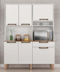Armário Cozinha Siena Branco 6 Portas 1 Gaveta Larg. 1.40m Sallêto