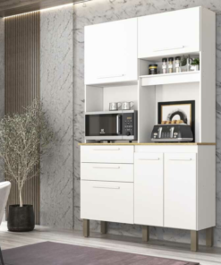 Armário de Cozinha Dubai 5 Portas 2 Gavetas Larg. 1.10m Branco Sallêto