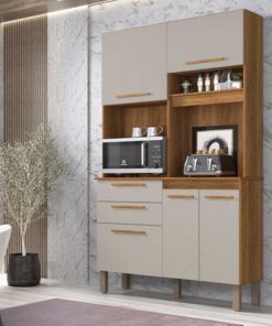Armário de Cozinha Dubai 5 Portas 2 Gavetas Larg. 1.10m Cinamomo/Off Sallêto - Imagem 3