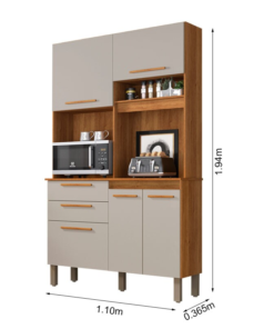 Armário de Cozinha Dubai 5 Portas 2 Gavetas Larg. 1.10m Cinamomo/Off Sallêto
