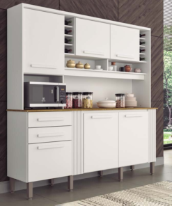 Armário Cozinha Catar Branco 6 Portas 2 Gavetas Larg. 2.00m - Sallêto