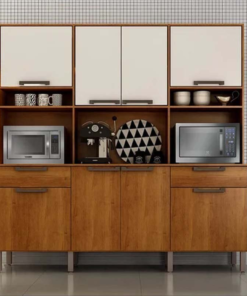Armário de Cozinha 8 Portas Imola Largura 2.00m Cinamomo/Off White Sallêto
