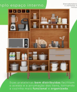 Cozinha New Topázio Cinamomo/Off 6 Portas 2 Gavetas Larg. 1.65m - Sallêto - Imagem 2