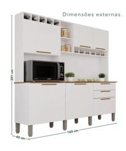 Alternative view of Armário Cozinha New Topázio Branco/Cinamomo 6 Portas 2 Gavetas Larg. 1.65m - Sallêto