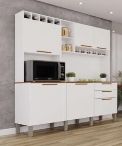 Armário Cozinha New Topázio Branco/Cinamomo 6 Portas 2 Gavetas Larg. 1.65m - Sallêto