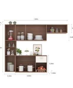 Alternative view of Cozinha Suspensa Mila Larg. 1.80m Carvalho Oak/Off White Poliman