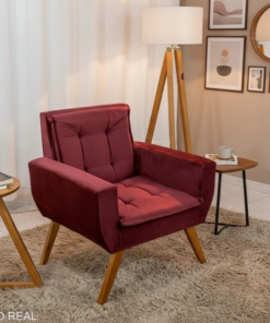 Poltrona Camila Veludo Bordô - Oferta