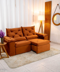 Sofá Retrátil Reclinável Chile 1.96m Veludo Terracota 407 - D28 Sof