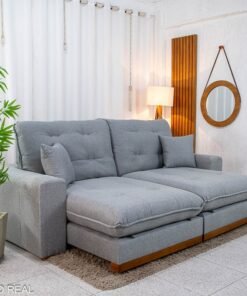 Sofá Retrátil Reclinável Ruah 2.50m Linho Cinza 2016 - Molas Ensacadas