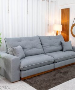 Sofá Retrátil Reclinável Ruah 2.90m Linho Cinza 2016 - Molas Ensacadas - Imagem 3