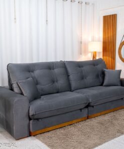 Sofá Retrátil Reclinável Ruah 2.90m Veludo Chumbo 4053 - Molas Ensacadas - Imagem 3