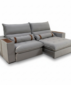 Sofá Retrátil Reclinável Ravello 2.50m Veludo Prata 3040/03 Espuma D33 - Oferta - Imagem 2